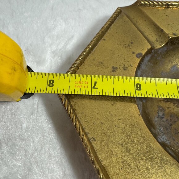 Vintage Hexagonal Brass Ashtray From India Rope design Mid-Century Modern - Picture 9 of 9